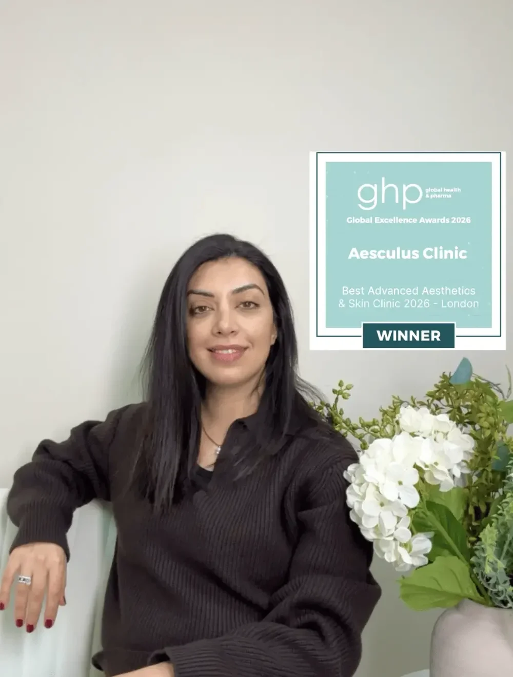 Asmaa Ismail with the Best Aesthetics and Skin Clinic London 2026 award